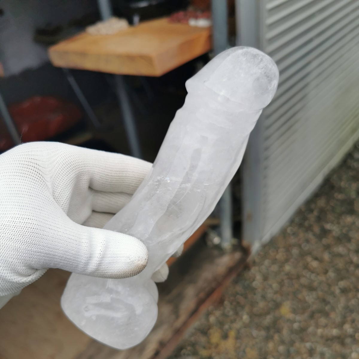 水晶男根虹入り626 珍石クリスタル鑑賞石石置物オブジェインテリア