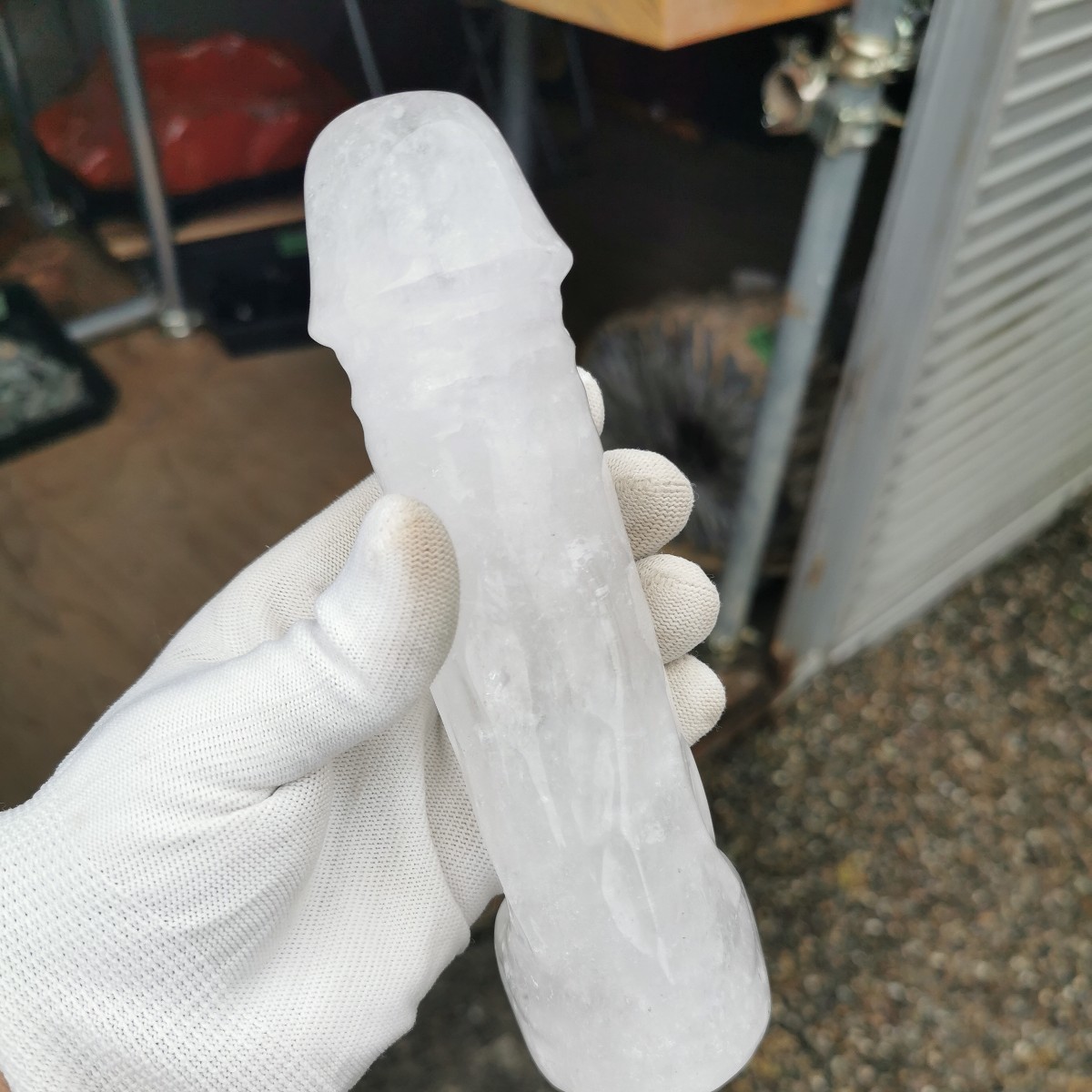 水晶男根虹入り626 珍石クリスタル鑑賞石石置物オブジェインテリア