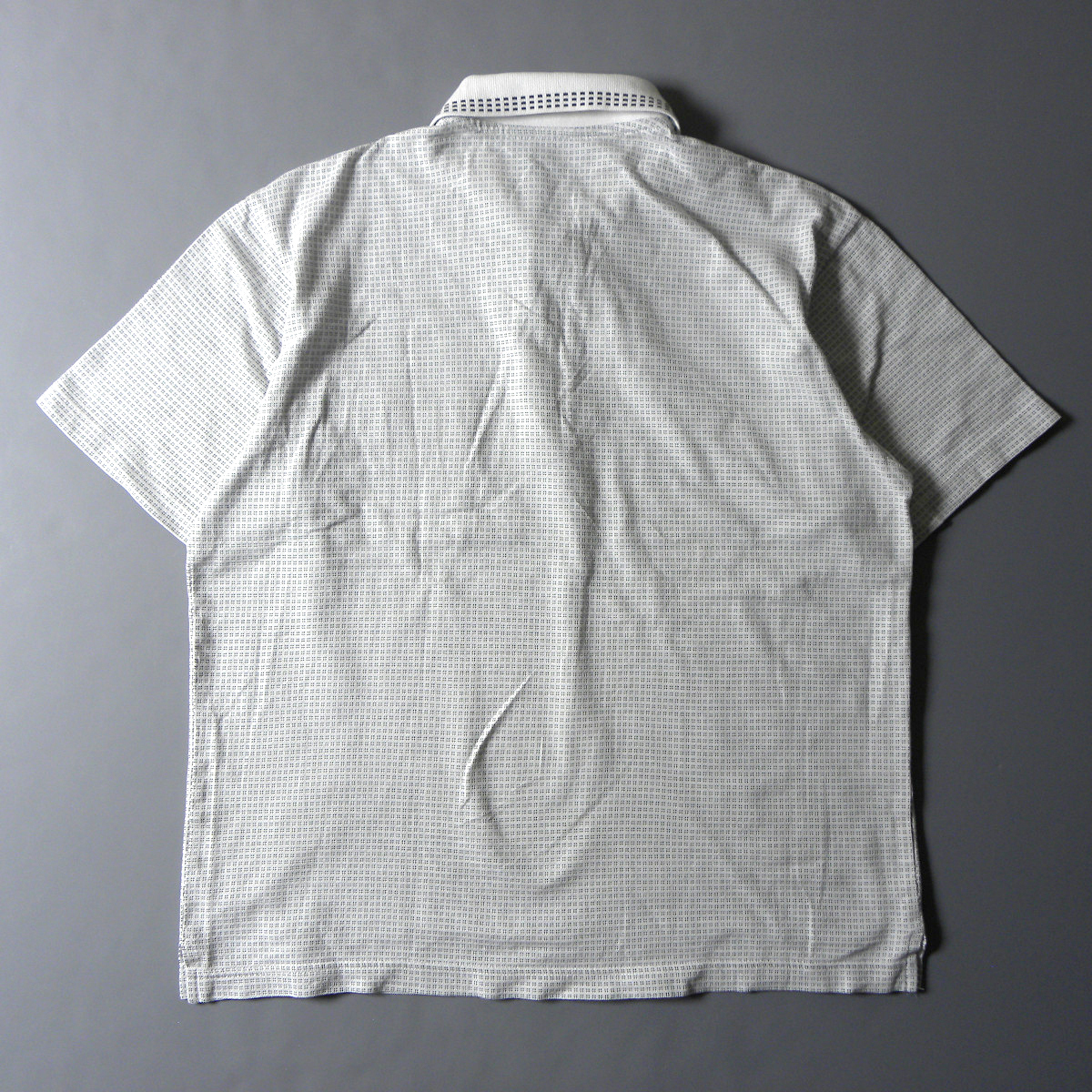 マンシングウェア Munsingwear GrandSlam ワンポイントロゴ刺繍 総柄半袖ポロシャツ 胸ポケット付 ゴルフウェア M ホワイト m0705-3の画像2