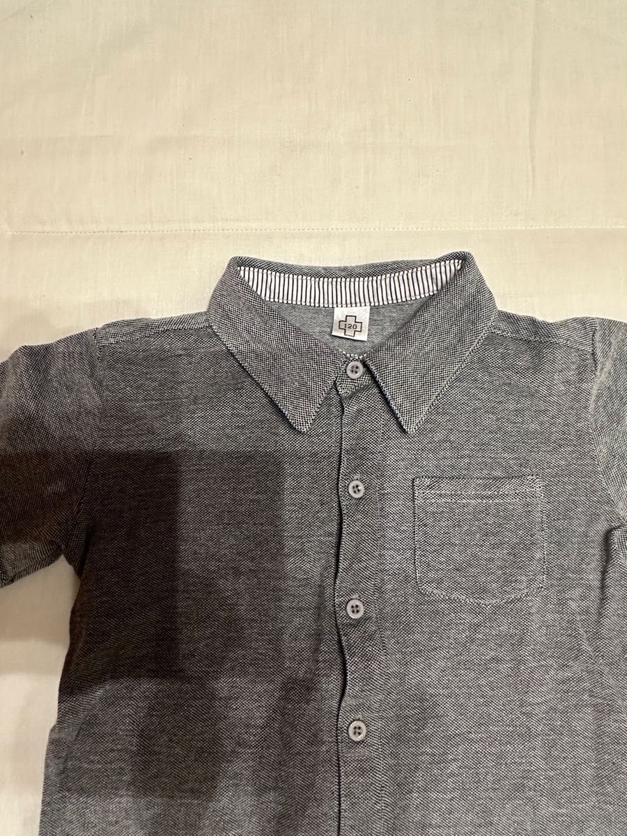 子供用　襟付き半袖シャツ　サイズ120 グレー