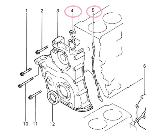 三菱ジープ J56,57,58,59,J37,38(4G52,4G53,G54B)他用タイミングチェーンカバー(フロントガバー)＆オイルポンプガスケット三菱純正新品_画像5