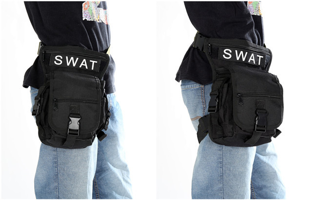 軍用儲物豐富的2路腿袋和腰包黑色 原文:ミリタリー 収納豊富 2way レッグポーチ＆ウエストポーチ黒