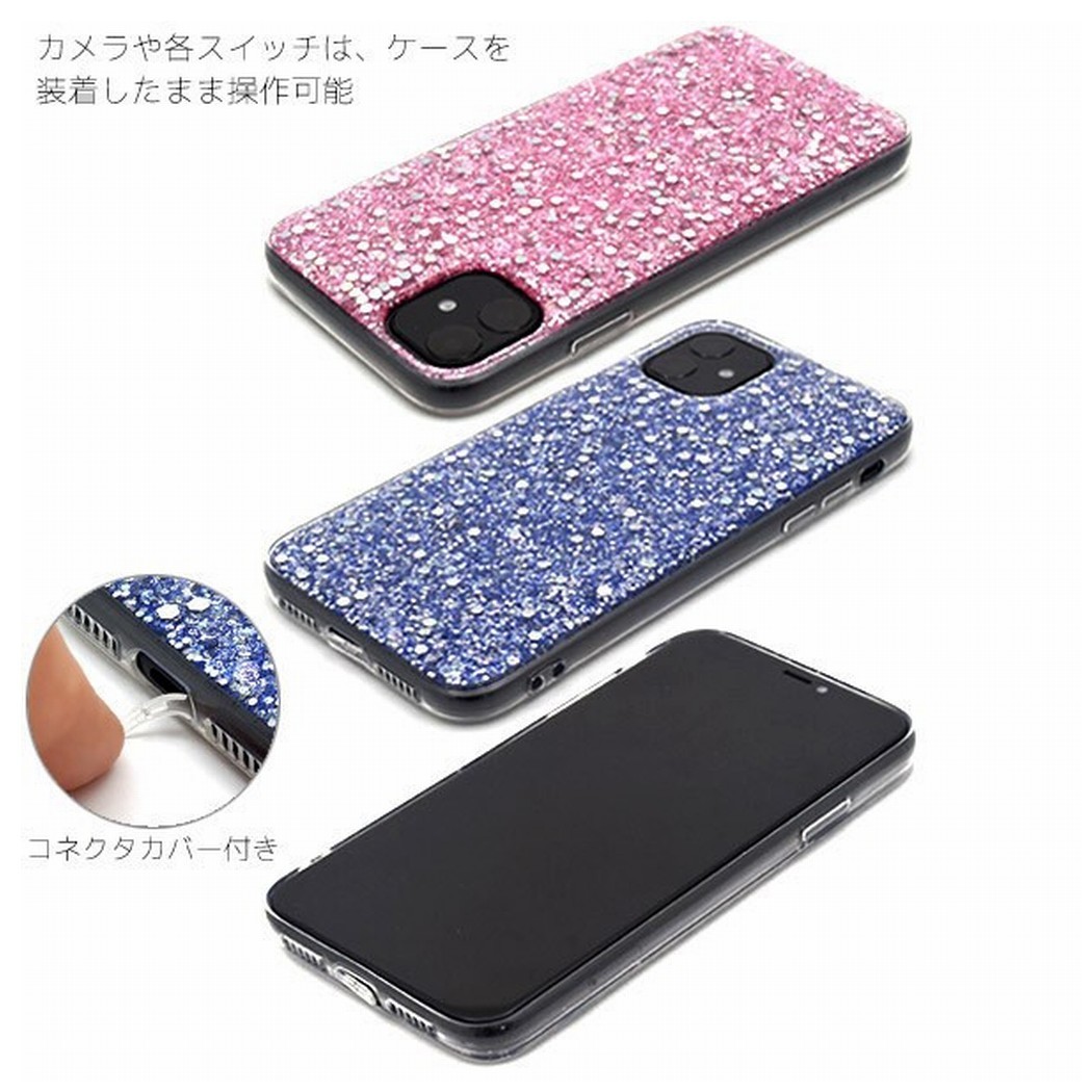 iPhone 11：キラキラ ラメ カラー 背面カバー ソフト ケース★ピンク 桃の画像3