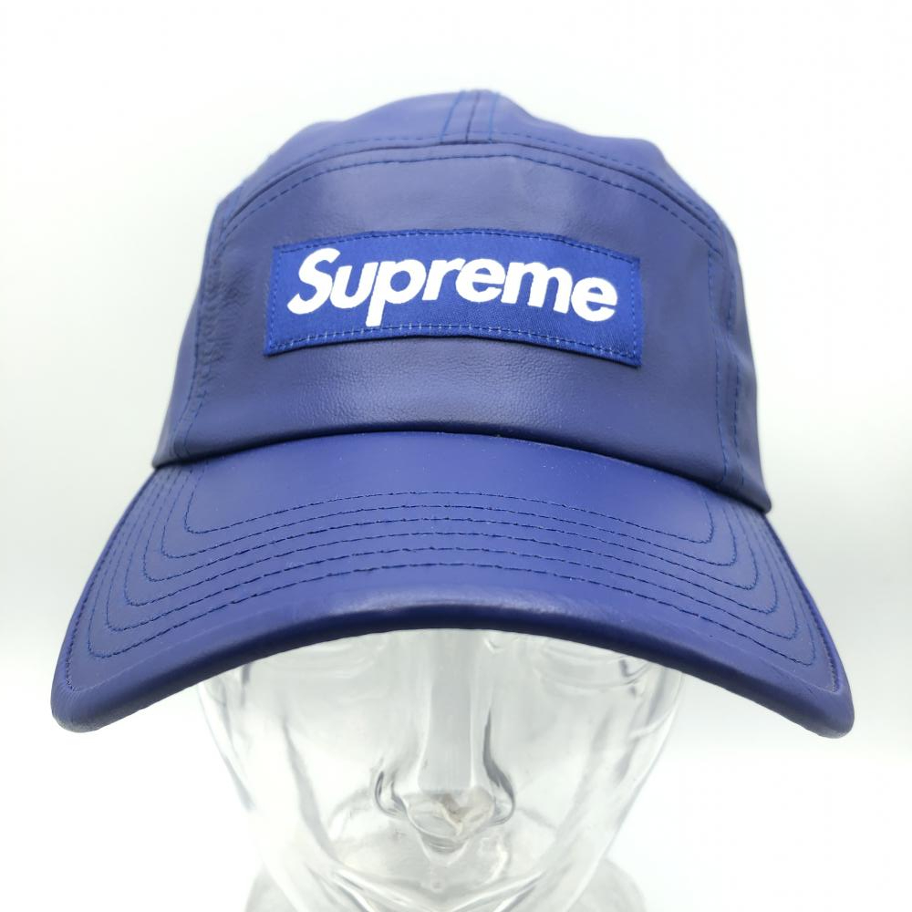 海外最新 【中古】Supreme 21SS Leather Camp Cap ブルー　キャップ　レザー　シュプリーム[240017510620] 野球帽