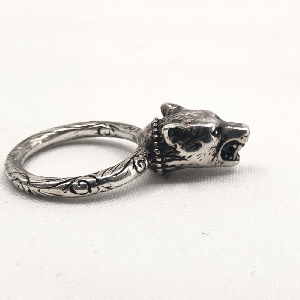 [ used ]GUCCI Wolf`s head ring #17 number Gucci silver [240017564192]