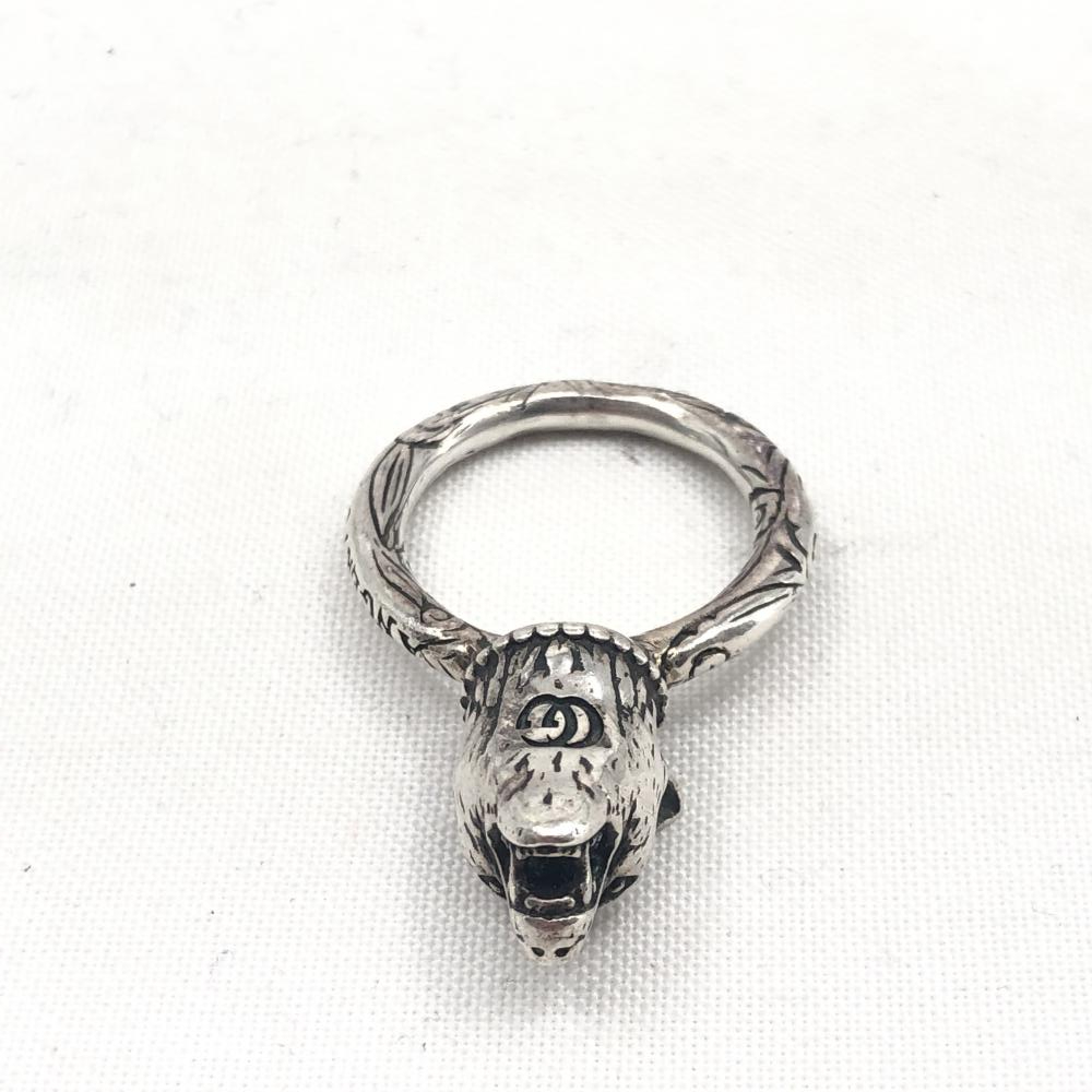 [ used ]GUCCI Wolf`s head ring #17 number Gucci silver [240017564192]