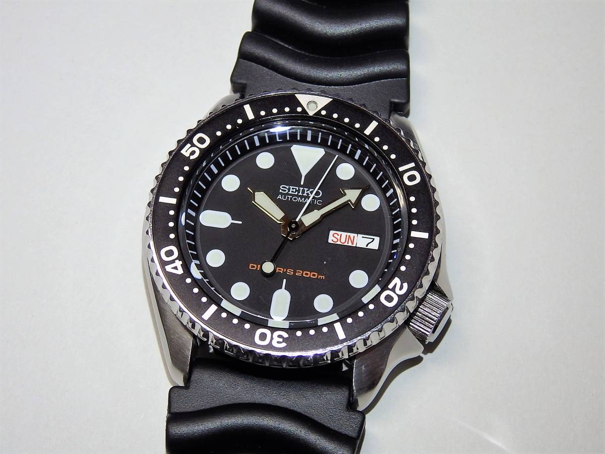 精工潛水員200米防水黑男孩自動●SKX007J1★無缺陷的項目★準確性好※運費164日元 原文:セイコー ダイバー 200ｍ防水 ブラックボーイ オートマチック●SKX007J1★良品★精度良好　 ※送料164円