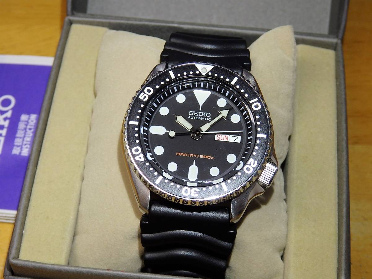 精工潛水員200米防水黑男孩自動●SKX007J1★無缺陷的項目★準確性好※運費164日元 原文:セイコー ダイバー 200ｍ防水 ブラックボーイ オートマチック●SKX007J1★良品★精度良好　 ※送料164円