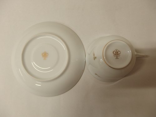 0730099w【大倉陶園 小花柄 カップ＆ソーサー/ピンクの花 金彩】OKURA JAPAN/C口径φ8.5×H5.5cm程/Sφ14×H2.3cm程/小花散らし/中古品_画像8