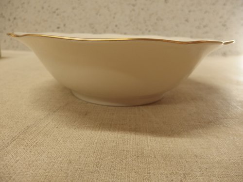 0730531w【Noritake Contemporary サラダボウル】ノリタケ/コンテンポラリー/ホワイト×金縁/サラダ鉢/大鉢/深皿/オーバルボウル/箱入/中古_画像3