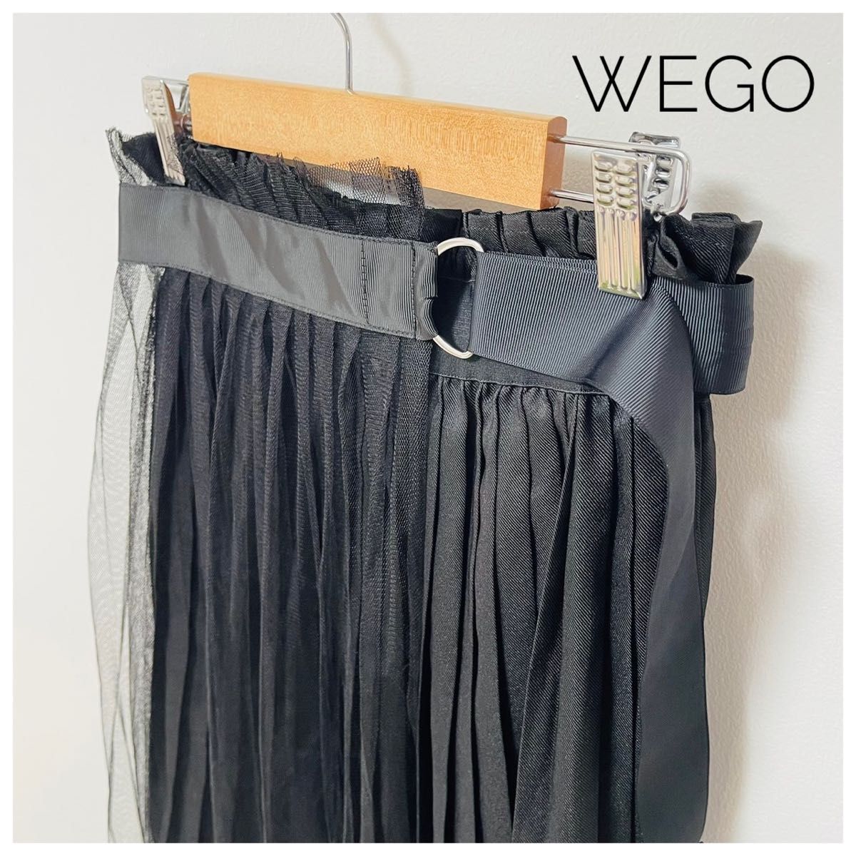 最終値下げ!【WEGO】チュールプリーツレイヤードスカート チュール プリーツ スカート 黒