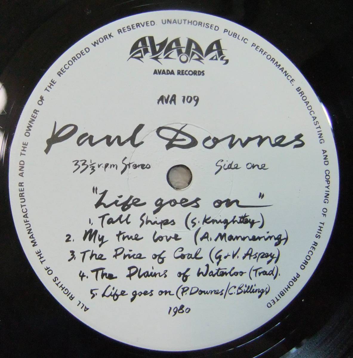 Paul Downes / Life Goes On / '80UK Avada / 初盤オリジナル / 英国フォークSSW名盤_画像9
