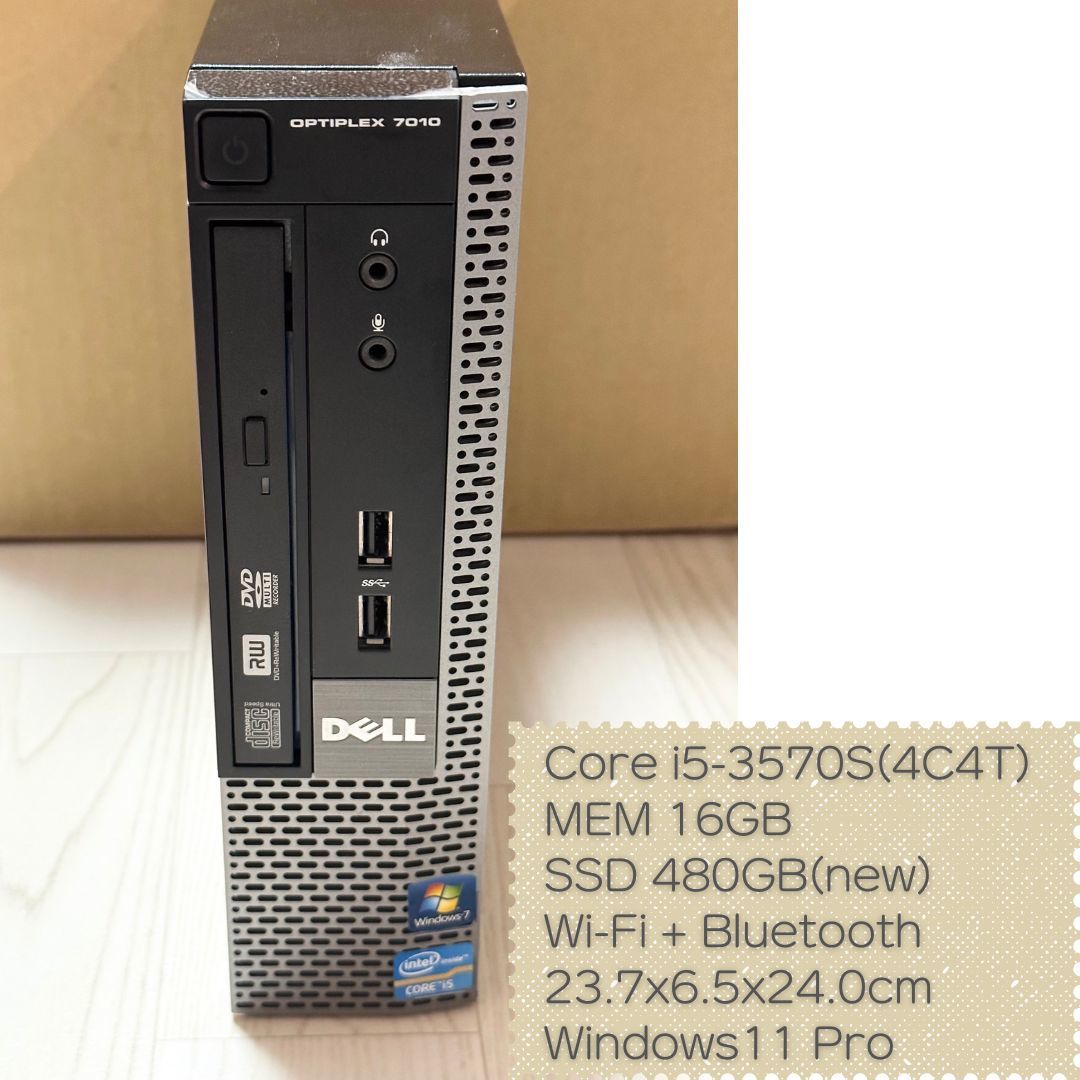 お買得！】 Mem 480GB SSD USFF 7010 OptiPlex Dell (管理No5) 16GB