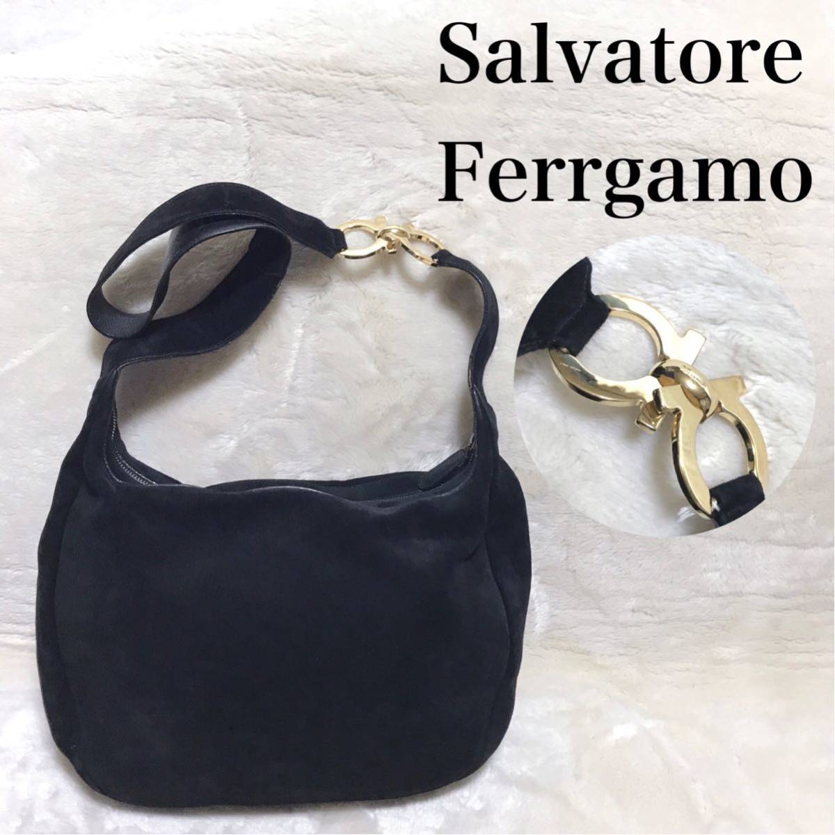 Salvatore Ferragamo ガンチーニ金具 ワンショルダーバッグ 黒 フェラガモ
