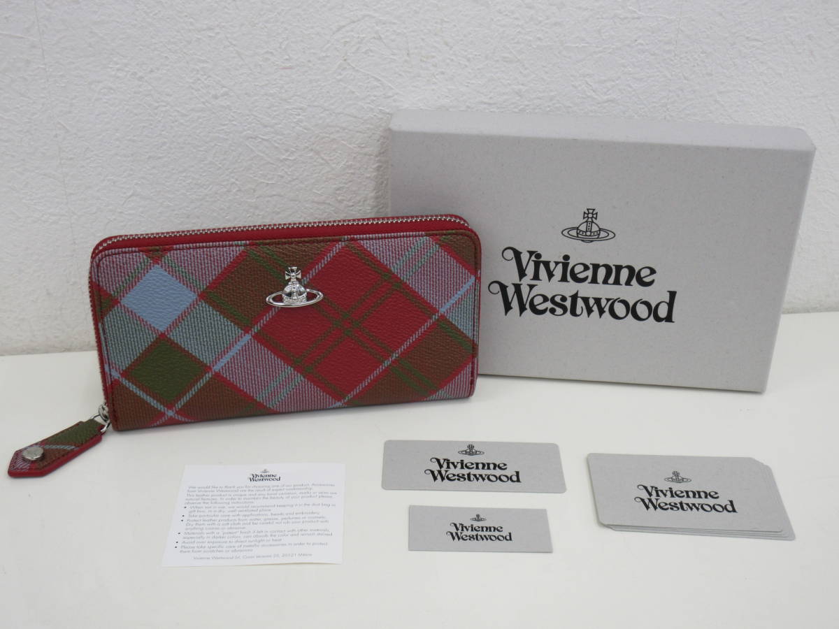 Vivienne Westwood　ヴィヴィアン ウエストウッド　長財布　ラウンドジップ　DERBY　タータンチェック　51050023　箱付_画像1