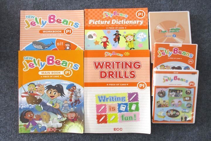 UT27-023 ECC NEW Jelly Beans WRITING DRILLS/MAIN/WORKBOOK PI等テキストセット 計4冊 DVD1枚/CD5枚付 74M1D_画像1