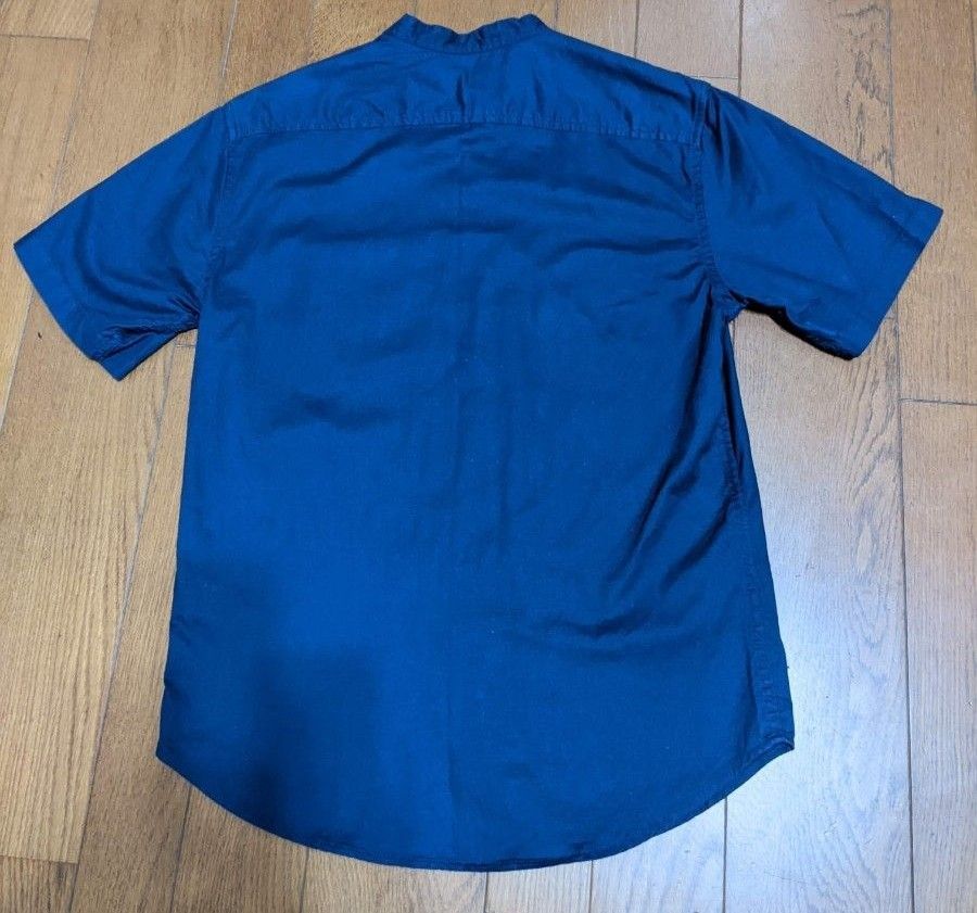 EMMA CLOTHES ネイビー　スタンドカラー　半袖　シャツ　サイズS