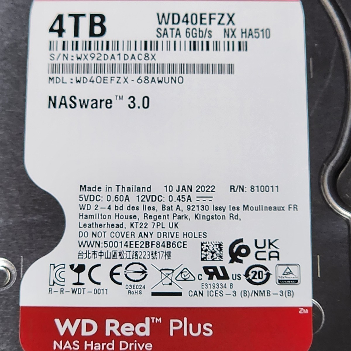 WesternDigtal WD Red Plus WD40EFZX-68AWUN0 4TB 3 5インチ内蔵 WesternDigtal WD Red Plus WD40EFZX-68AWUN0 4TB 3 5インチ内蔵