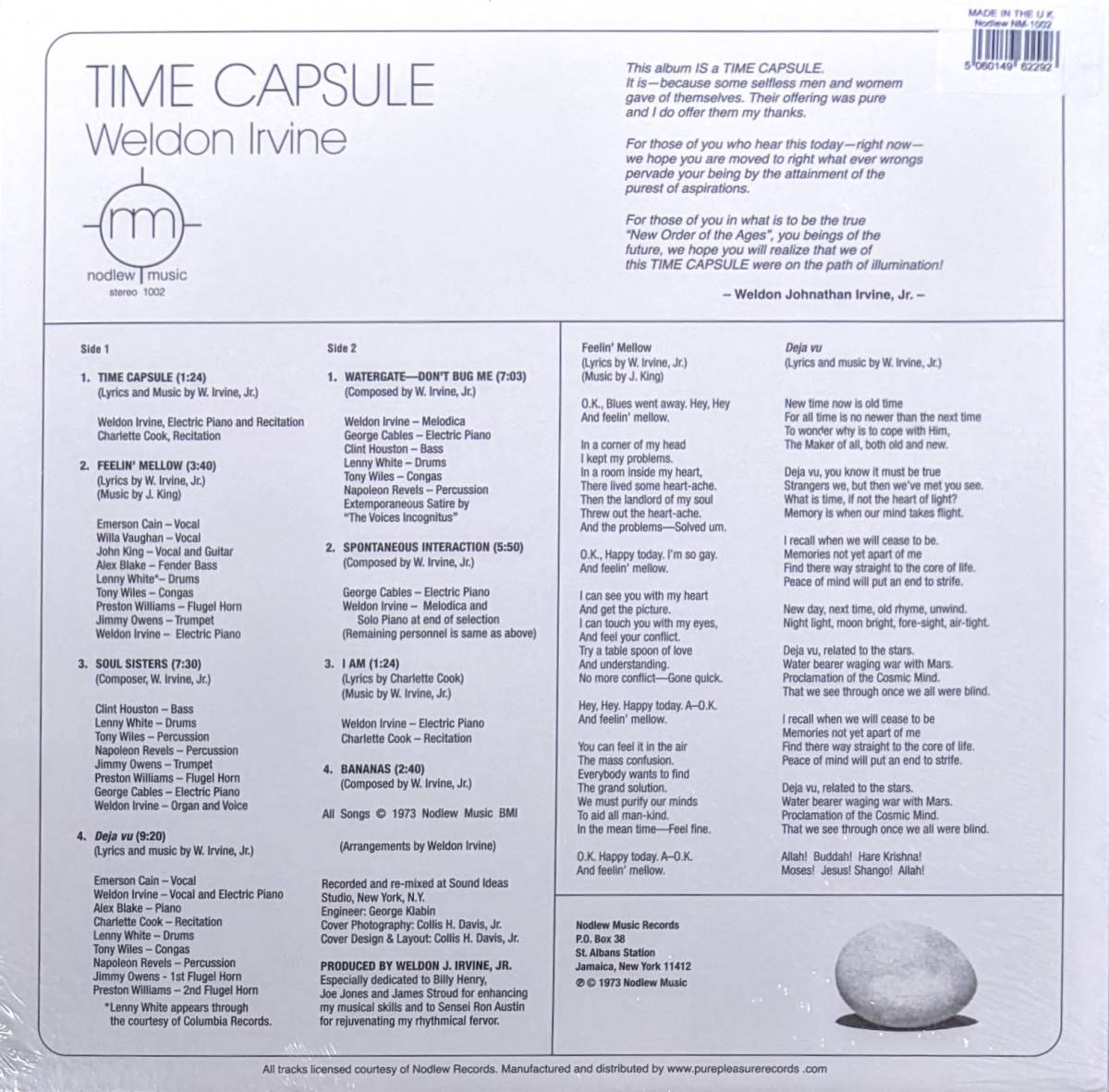 Weldon Irvine ウェルドン・アーヴィン Time Capsule 限定リマスター再発Audiophileアナログ 音楽 レコード  ジャズ