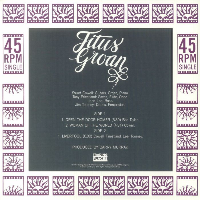 Titus Groan タイタス・グローン - Open The Door Homer 限定再発33回転シングル・アナログ・レコード_画像2