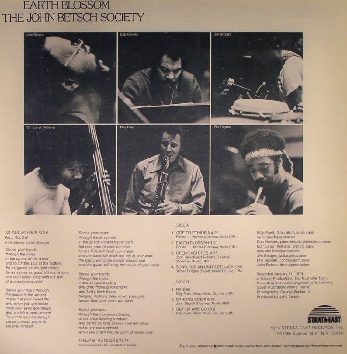 The John Betsch ジョン・ベッチ Society - Earth Blossom Record Store Day 2015限定リマスター再発アナログ・レコード
