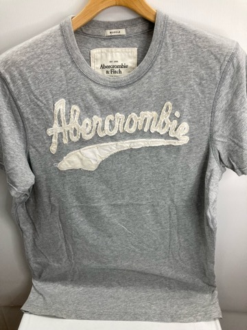 送料無料！半袖Ｔシャツ　丸首　アップリケロゴ　天竺　ＸＬ　杢グレィ　Abercrombie＆Fitch★outlet未使用格安！　_画像2