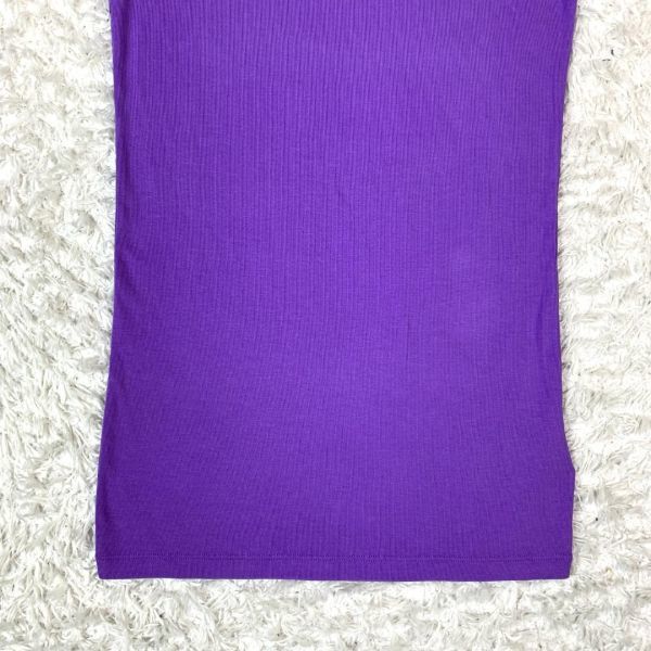 LAUREN RALPH LAUREN カットソー パープル ローレンラルフローレン 半袖Tシャツ 無地 紫 コットン ポリウレタン XXS B2010_画像3
