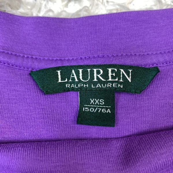 LAUREN RALPH LAUREN カットソー パープル ローレンラルフローレン 半袖Tシャツ 無地 紫 コットン ポリウレタン XXS B2010_画像4