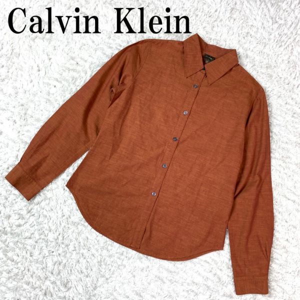 Calvin Klein カルバンクライン 長袖シャツ ブラウン コットン 4 B2094_画像1