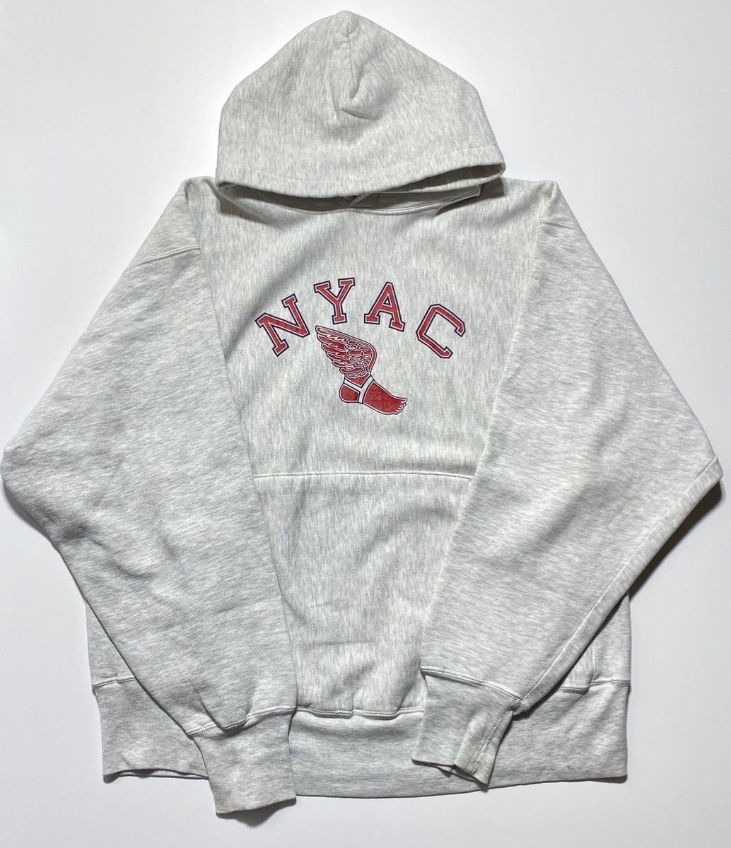 【XL】90s Champion Reverse Weave NYAC Print Hoodid 90年代 チャンピオン リバースウィーブ フーディ 三色タグ ウィングフットG2240_画像1