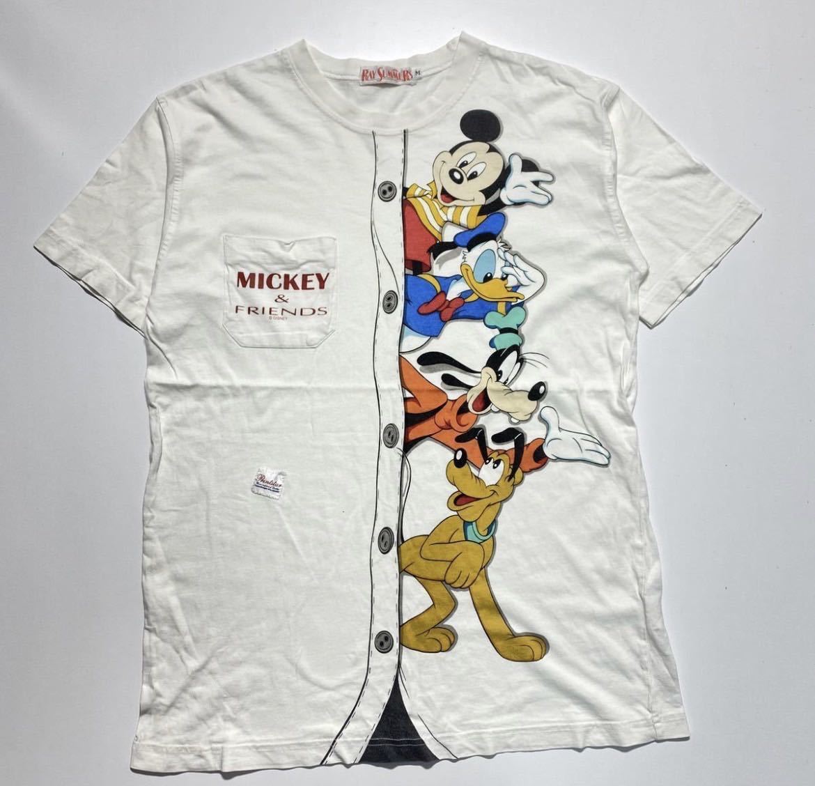 【M】RAY SUMMERS MICKEY & FRENDS Print Tee ミッキーマウス フレンズ プリント 逆ポケット Tシャツ マレーシア製 R553_画像1