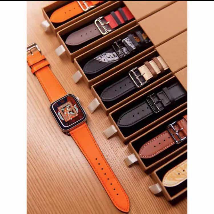 Apple Watch leather belt Apple watch band 38/40/41mm great popularity orange color 