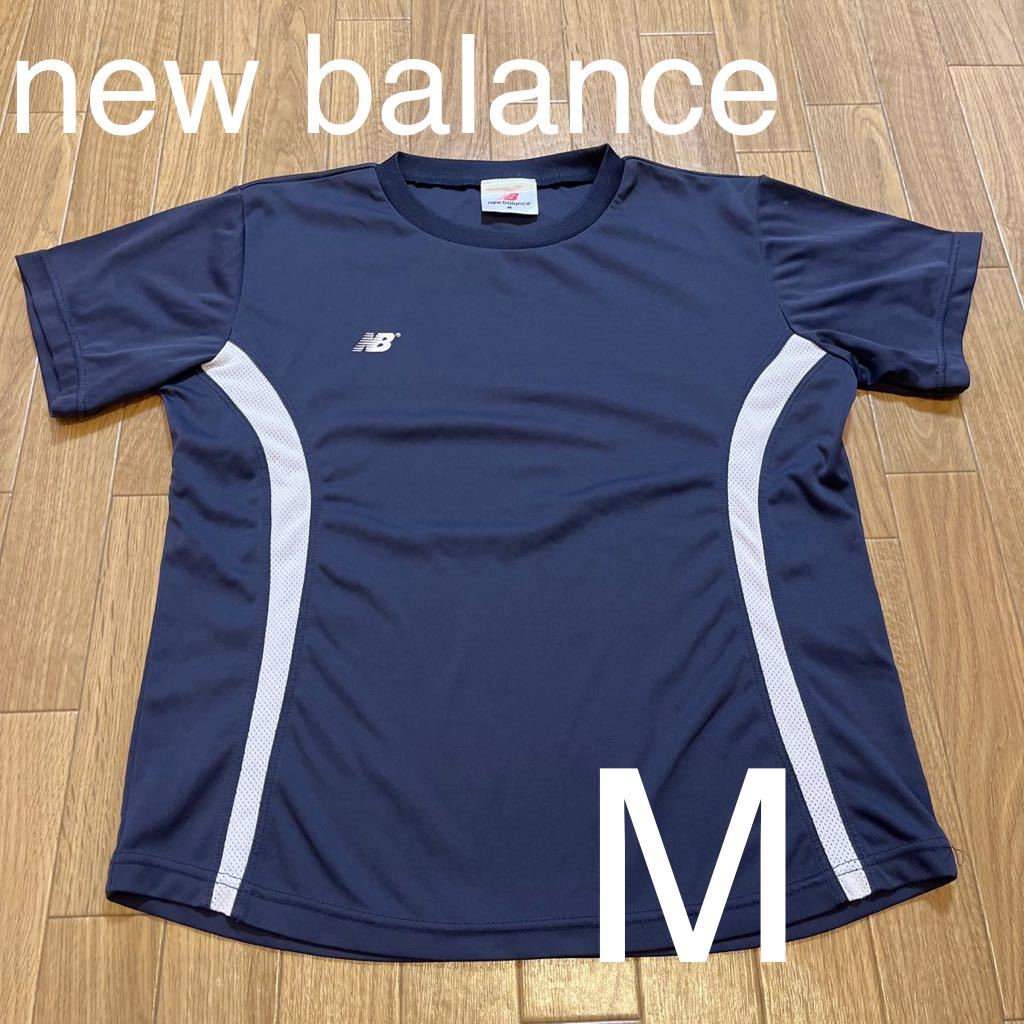 ♪⑦new balance ニューバランス 半袖Tシャツ スポーツウェア☆ネイビー Mサイズ JChere雅虎拍卖代购