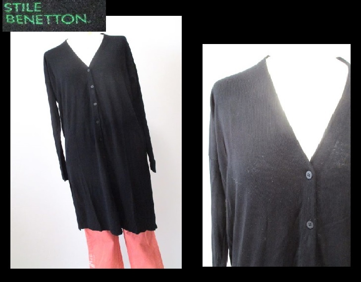 [005-191]STILE BENETTON Benetton * black long sleeve long cardigan 