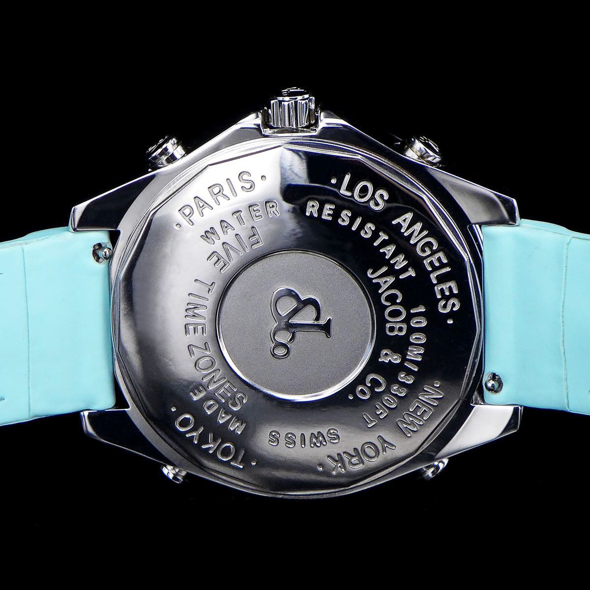 Jacob&Co Jacob Supreme Supreme 4 часовой пояс белый циферблат 47mm бриллиант нержавеющая сталь голубой ремень наручные часы мужской 