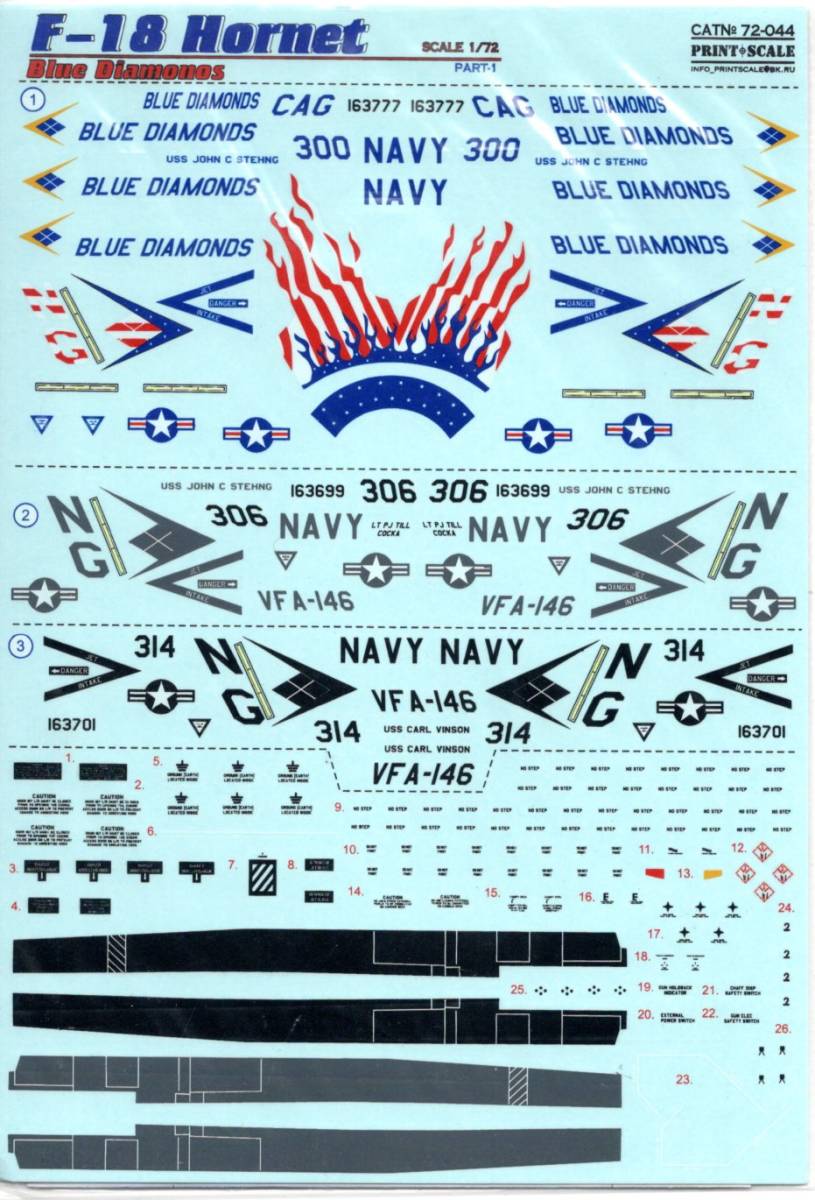 1/72 Print Scaleプリントスケールデカール　72-044　F-18 Hornet Part-1 _画像2