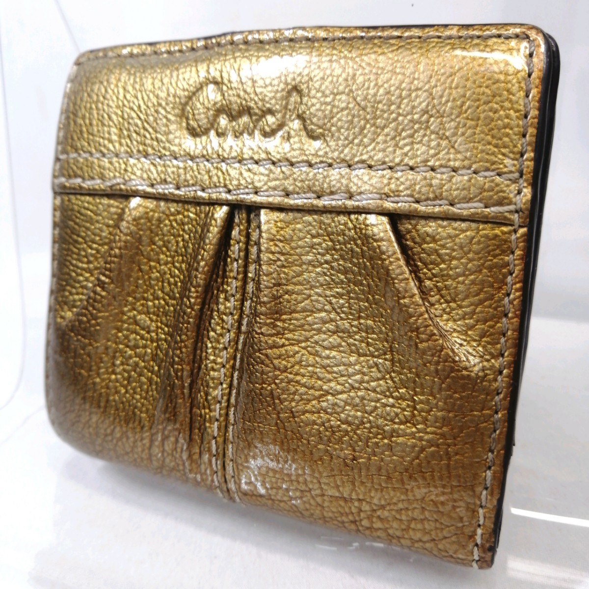 B Φ 【商品ランク:B】 コーチ COACH ロゴ型押し パテントレザー 二
