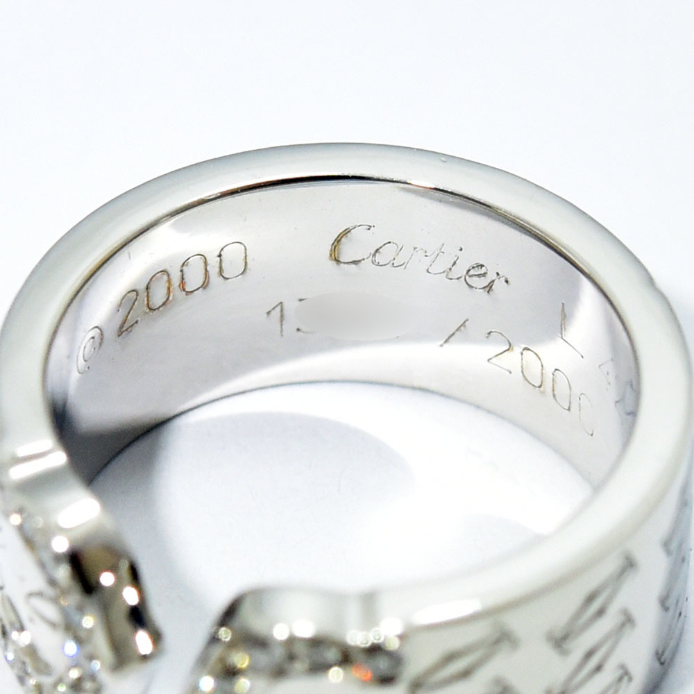 カルティエ リング C2 Cartier 指輪 2C 2000年 X'mas限定 ダイヤモンド K18WG 750 #48 約8号 新品仕上げ 中古_画像6