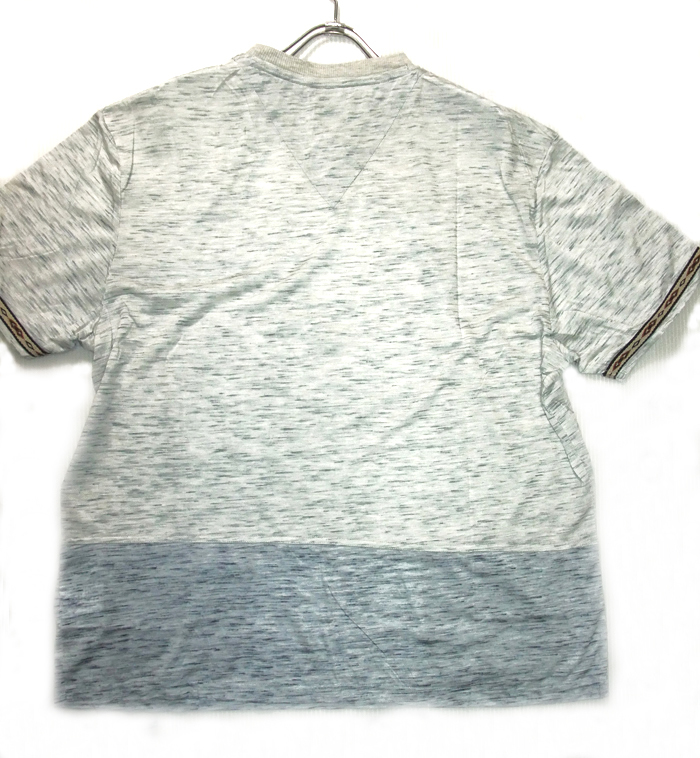 バイカラー 切り替えTシャツ 杢編み 大きいサイズ Grey 2Lサイズ Caribou CBC-1144 残りわずか 送料込み価格!の画像5