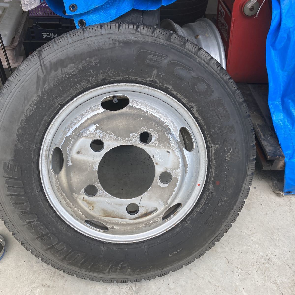  with tire wheel BRIDGESTONE195/85R16TOPY steel wheel 16×5.5J 5 hole JIS standard unused tire 