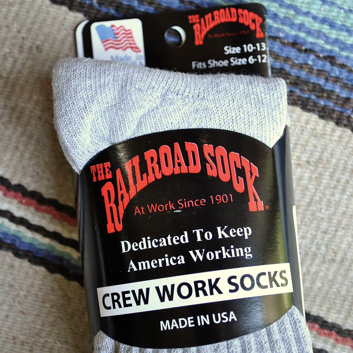 レイルロードソック米国製3Pソックス【グレー】USA製3足パック靴下　MADEINUSA アメカジ RAILROAD SOCK_画像2