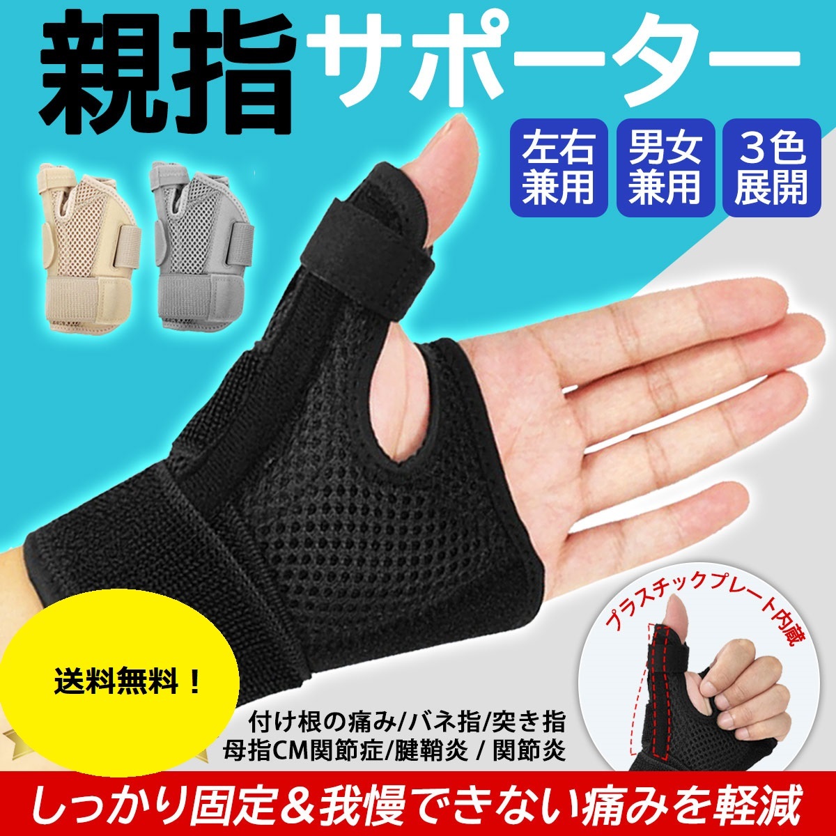 腱鞘炎保護サポーター☆右手用柔らかい素材　親指サポーター