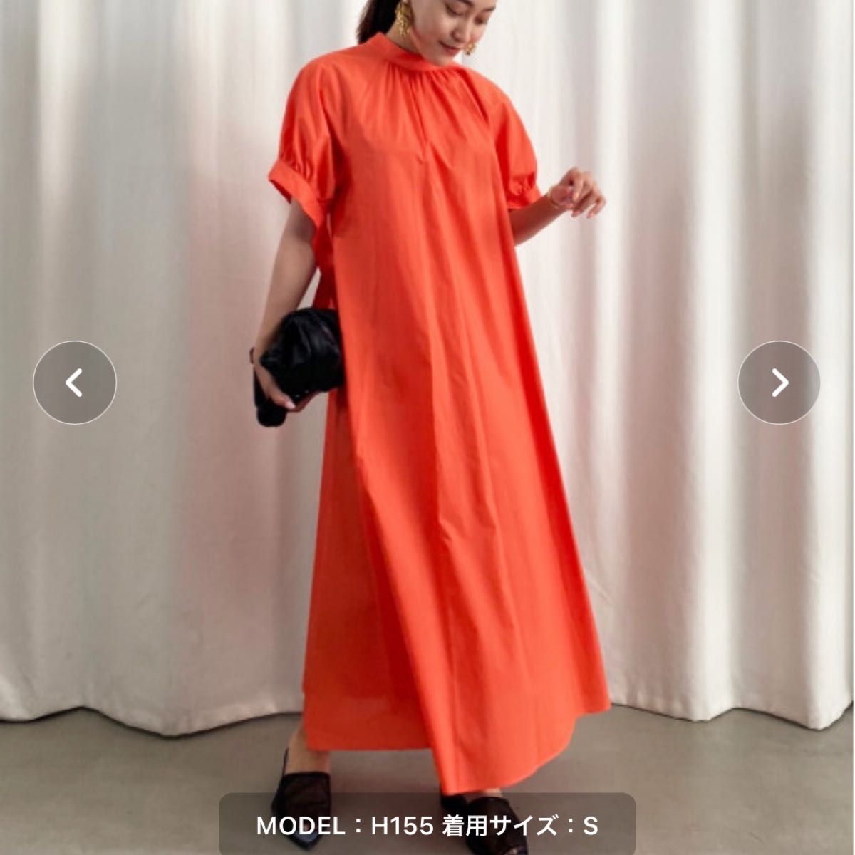 【AMERI】 COTTON COLOR VOLUME DRESS