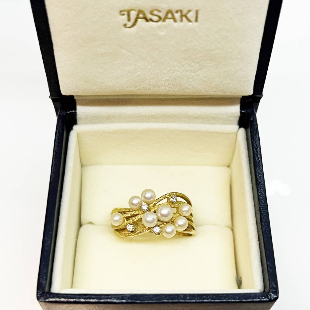 1円~☆田崎真珠 TASAKI タサキ K18YG パール ダイヤモンド リング☆18