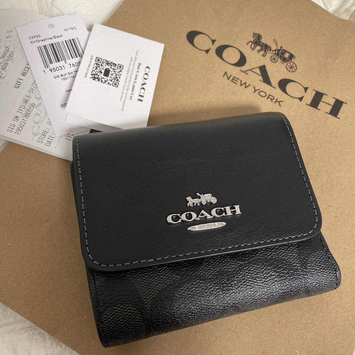 ヴィンテージ 【新品・未使用】COACH 3つ折り財布 ブラック