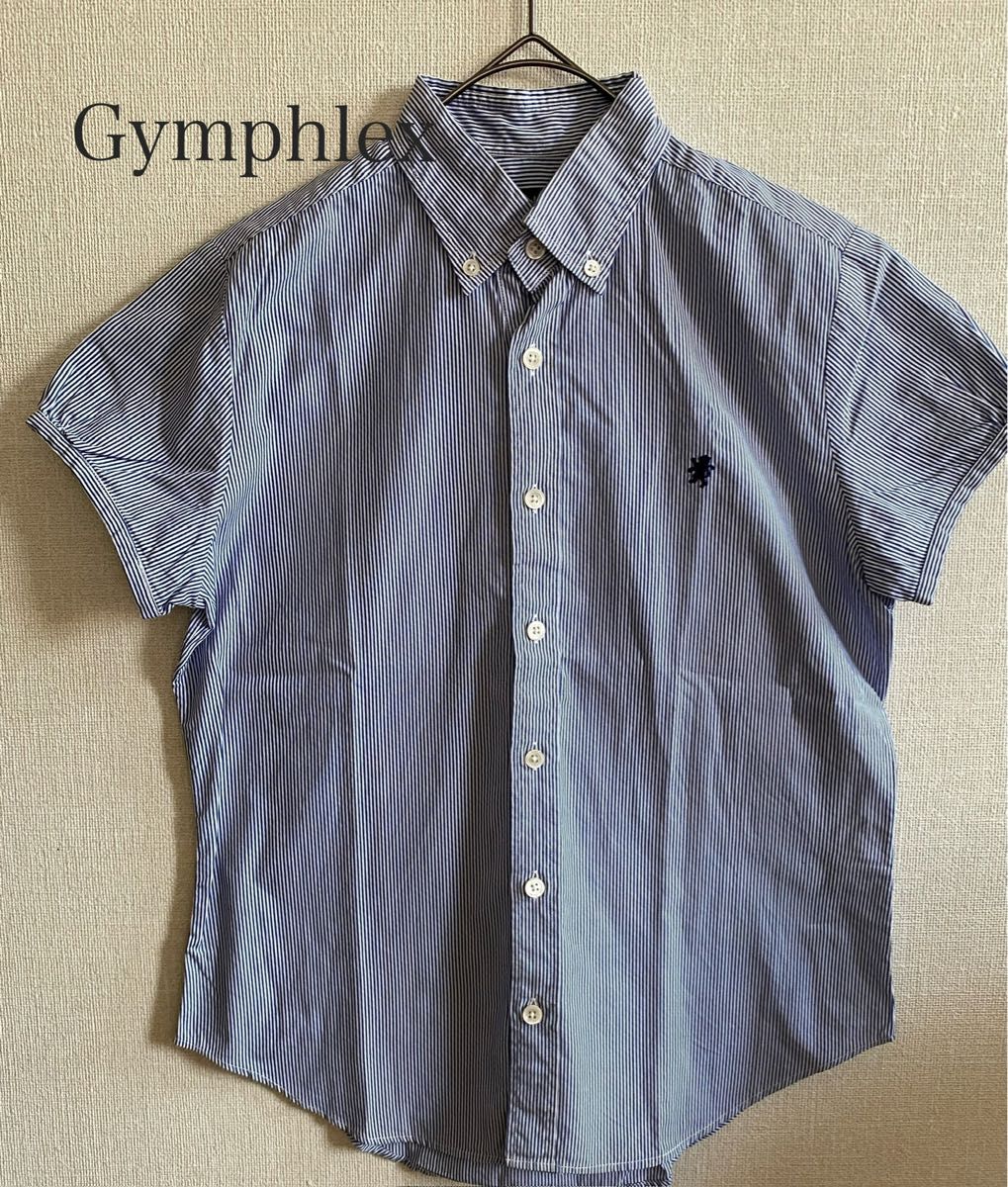 Gymphlex ジムフレックス 日本製 コットン100%パフスリーブシャツ 半袖 ストライプ サイズ12
