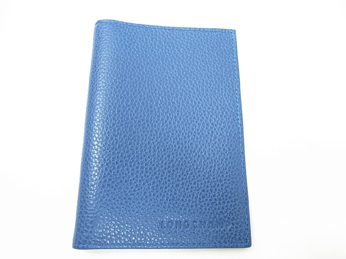 未使用☆【Longchamp】ロンシャン トラベル パスポートケース 手帳カバー レザー ブルーの画像2
