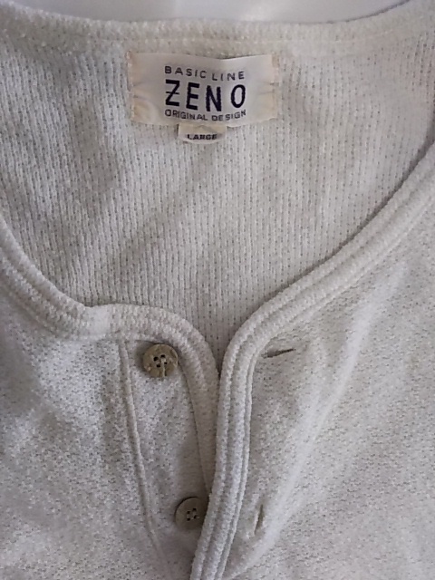 半袖シャツ　ペアセット　ZENO　白系　2着　L　EXLARGE_襟ナシ　タオル地っぽい素材