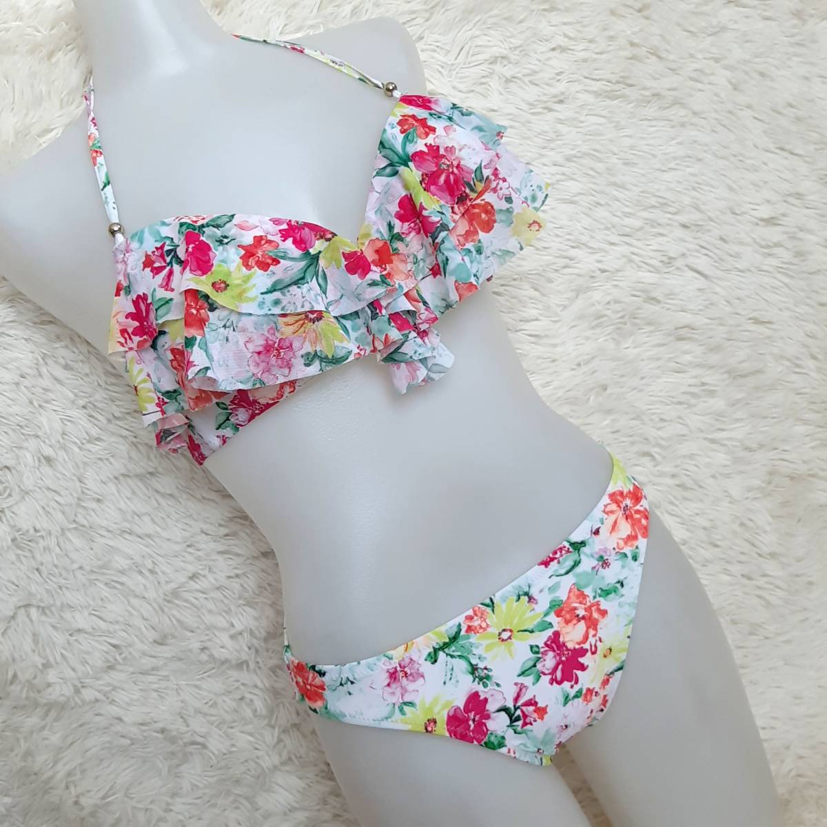  anonymity delivery * floral print lemon pad ... wire bikini frill piling swimsuit 9Mo