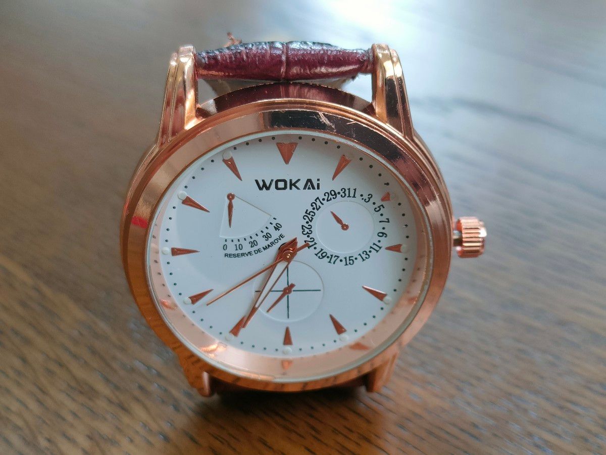 ★送料無料　ブラウン　Wokai　新品未使用　腕時計メンズ ビジネス時計  アンティーク